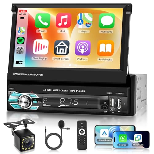 Hodozzy 1 Din Autoradio Automatisch Bildschirm 7 Zoll mit Wireless CarPlay Android Auto,Autoradio mit Bluetooth SWC MirrorLink FM DSP Farben Beleuchtung,Unterstützung USB/TF/AUX/MIC + Rückfahrkamera Hodozzy 1 Din Autoradio Automatisch Bildschirm 7 Zoll mit Wireless CarPlay Android Auto,Autoradio mit Bluetooth SWC MirrorLink FM DSP Farben Beleuchtung,Unterstützung USB/TF/AUX/MIC + Rückfahrkamera von Hodozzy