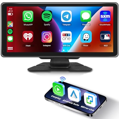 Hodozzy 10,36-Zoll Tragbares Autoradio Empfänger Wireless Apple CarPlay & Android Auto, Bildschirm Touchscreen Bluetooth Radio Digital Media Receiver Airplay Mirror Link FM-Transmitter/AUX/TF Eingang von Hodozzy