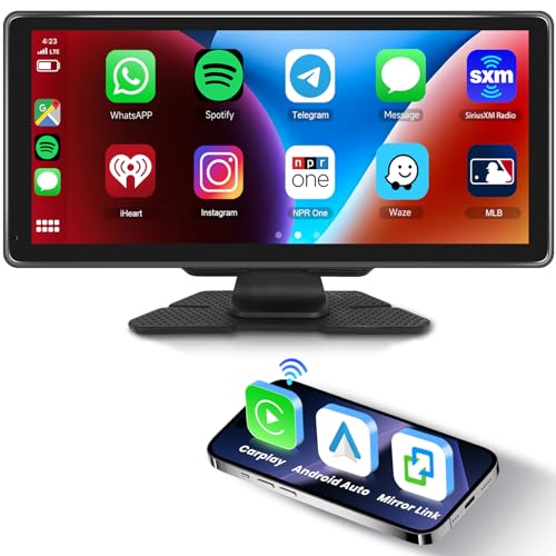 Hodozzy 10,36-Zoll Tragbares Autoradio Empfänger Wireless CarPlay & Android Auto, Bildschirm Touchscreen Bluetooth Radio Digital Media Receiver Airplay Mirror Link FM-Transmitter/AUX/TF Eingang von Hodozzy