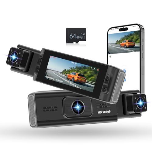 Hodozzy 1080P Dashcam Auto Vorne und Innen mit 64GB SD-Karte, WiFi Dash Cam Auto 3,16 FHD Zoll IPS Bildschirm, APP Steuerung, Dual Autokamera mit Loop Aufnahme, Nachtsicht, Belichtungsausgleich Hodozzy 1080P Dashcam Auto Vorne und Innen mit 64GB SD-Karte, WiFi Dash Cam Auto 3,16 FHD Zoll IPS Bildschirm, APP Steuerung, Dual Autokamera mit Loop Aufnahme, Nachtsicht, Belichtungsausgleich von Hodozzy