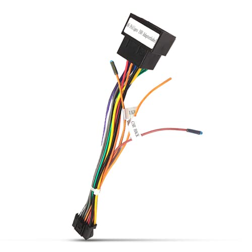 Hodozzy 16 Poliges Kabelbaum ISO Adapterkabel für Android Autoradio Universal ISO Standard Buchse, Radio Adapter Stecker 16 Pin mit Lenkrad Steuerleitungen und Rückwärtsgang Steuerleitung Kabelbaum von Hodozzy