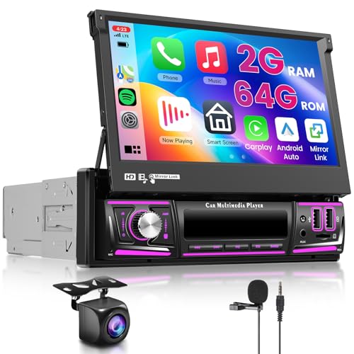 Hodozzy 2G+64G Android 15 Single Din Flip Out Auto Stereo, DAB 7 Zoll Touchscreen Autoradio mit CarPlay Android Auto, GPS 1 Din Auto Audio mit WIFI, Bluetooth, FM/RDS, DSP, Split Screen, 2 USB, SWC Hodozzy 2G+64G Android 15 Single Din Flip Out Auto Stereo, DAB 7 Zoll Touchscreen Autoradio mit CarPlay Android Auto, GPS 1 Din Auto Audio mit WIFI, Bluetooth, FM/RDS, DSP, Split Screen, 2 USB, SWC von Hodozzy