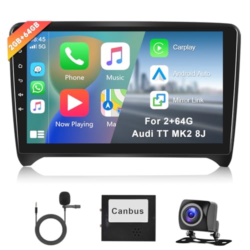 Hodozzy 2G+64G Android Autoradio für Audi TT MK2 8J 2008-2014 Radio Wireless Carplay Android Auto, 9-Zoll-Touchscreen Bildschirm mit GPS Navi WiFi Bluetooth HiFi FM RDS Autoradio +Rückfahrkamera Hodozzy 2G+64G Android Autoradio für Audi TT MK2 8J 2008-2014 Radio Wireless Carplay Android Auto, 9-Zoll-Touchscreen Bildschirm mit GPS Navi WiFi Bluetooth HiFi FM RDS Autoradio +Rückfahrkamera von Hodozzy