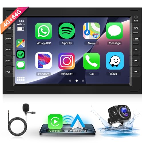 Hodozzy 4G+64G Autoradio für VW T5 Golf 4 Bora Polo Passat B5 Jetta Seat Peugeot 307 Ford Galaxy, 7 Zoll Touchscreen mit Carplay Android Auto Navi WiFi Bluetooth DSP FM/RDS Canbus Rückfahrkamera von Hodozzy