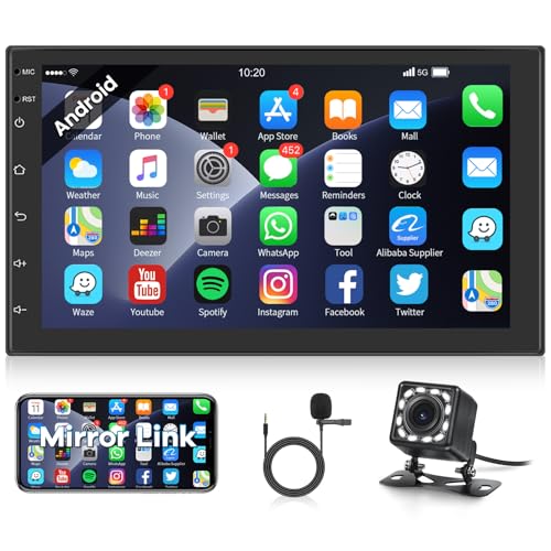 Hodozzy Android Autoradio 7 Zoll 2 Din Touchscreen Car Radio mit GPS-Navigation, WiFi, Bluetooth, Doppel-DIN 32G Phone Mirrorlink, FM-RDS-Radio Rückfahrkamera, USB, Unterstützung Lenkradsteuerung von Hodozzy