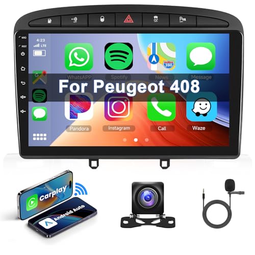 Android Autoradio für Peugeot 308 308SW 408 2007-2015 Carplay Wireless Android Auto, Radio 9 Zoll Touchscreen Bluetooth HiFi GPS Navi WiFi FM RDS Kamera 2 Din Bildschirm Radio für Peugeot 308 Hodozzy von Hodozzy