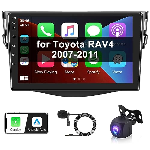 Hodozzy Android Autoradio für Toyota RAV4 2007-2011 Radio Carplay/Android Auto, 9 Zoll Bildschirm 2 DIN Autoradio Navigation GPS Hi-Fi Bluetooth/WiFi/FM RDS/SWC+ Rückfahrkamera 2 Din für Toyota RAV4 von Hodozzy