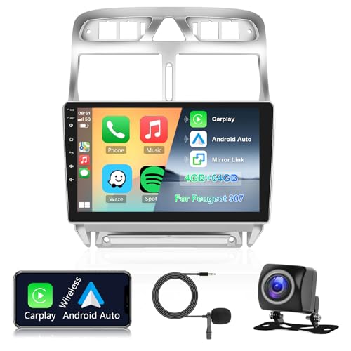 Hodozzy Autoradio 4GB+64GB für Peugeot 307 307CC 307SW 2002-2013 Android 8 Core 9 Zoll IPS Bildschirm Navi mit Carplay Android Auto Mirror Link Doppel-DIN Autoradio Bluetooth DSP WiFi FM RDS Kamera Hodozzy Autoradio 4GB+64GB für Peugeot 307 307CC 307SW 2002-2013 Android 8 Core 9 Zoll IPS Bildschirm Navi mit Carplay Android Auto Mirror Link Doppel-DIN Autoradio Bluetooth DSP WiFi FM RDS Kamera von Hodozzy