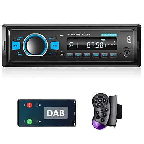 Hodozzy Autoradio DAB 1 Din mit Bluetooth, MP3-Player mit FM Radio, 1 Din Autoradio Unterstützung BT Freisprecheinrichtung/EQ/Lenkradsteuerung/USB/Laden/TF/AUX in, Digital Media Receiver von Hodozzy