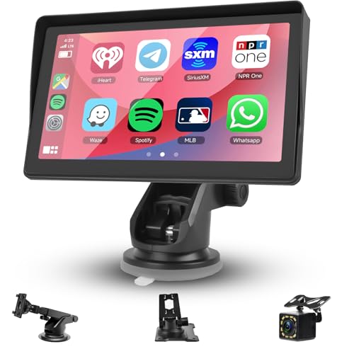 Hodozzy Display Kabelloses Carplay & Wireless Android Auto, Bildschirm 7 Zoll HD Touchscreen Tragbarer Autoradio Digital Media Receiver, Bluetooth Freisprecheinrichtung, Mirror Link, USB/SD, Audio von Hodozzy
