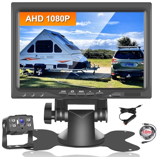 Hodozzy Rückfahrkamera-Set mit 7 Zoll-IPS-Monitor & AHD Kamera, IP68 Wasserdicht, IR Nachtsicht Rückfahrkamera 4Pin 10m Kabel für LKW/Anhänger/Bus/Van/Landwirtschaft/Schwertransport(9-36 Volt) von Hodozzy