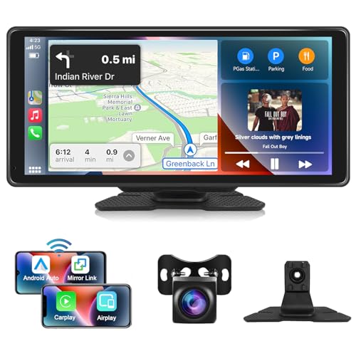 Hodozzy Tragbares Autoradio Empfänger Wireless Apple CarPlay & Android Auto, Bildschirm 10,36-Zoll Touchscreen Bluetooth Radio Digital Media Receiver Airplay Mirror Link FM-Transmitter/AUX/TF Eingang von Hodozzy