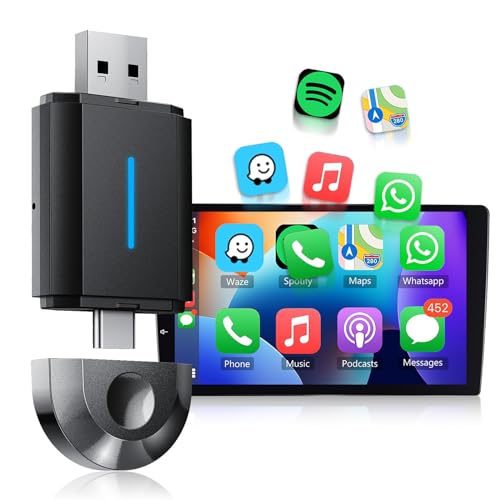 Hodozzy Wireless Auto CarPlay Adapter, Plug & Play Wireless CarPlay Adapter Dongle, 5.8 GHz WiFi Bluetooth Auto zu Wireless Verbindung zu Wired CarPlay Autos, geeignet für Autoradio Hodozzy Wireless Auto CarPlay Adapter, Plug & Play Wireless CarPlay Adapter Dongle, 5.8 GHz WiFi Bluetooth Auto zu Wireless Verbindung zu Wired CarPlay Autos, geeignet für Autoradio von Hodozzy