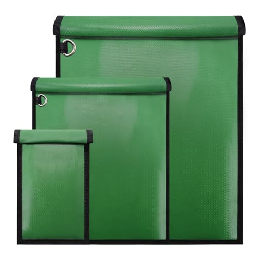 Hodufy 3 Stück Faraday Tasche Bag für Laptop/Tablets/Car Keys,(16.9X15,12.8X10,7.7X4.7 Zoll) Keyless Go Schutz Autoschlüssel Tasche,Feuerfest und Wasserdicht Signal GPS Blocker Tasche(Green) von Hodufy
