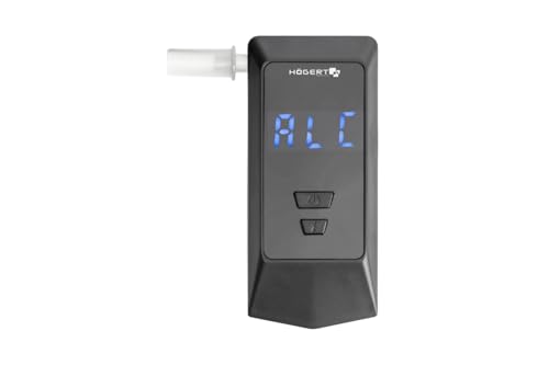 HÖGERT TECHNIK Alkoholtester mit LCD-Display, Halbleitersensor, speichert 10 Ergebnisse, hygienisch, präzise, 10 s Startzeit, 0,08–1,99‰ BAC, kompakt von Högert Technik