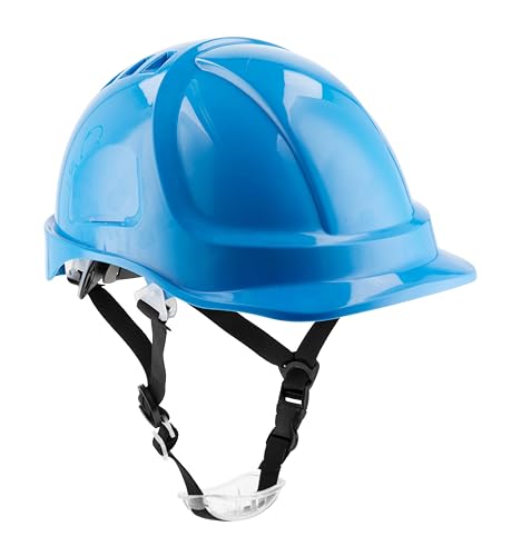 Högert Technik - PLONER Schutzhelm blau uni | Bauarbeiterhelm Schutzhelm Bauhelm Schutzhelme Helm | EN 397 | verstellbar mit einem Knopf | Belüftungslöcher | Schweißband | UV-Schutz; von Högert Technik