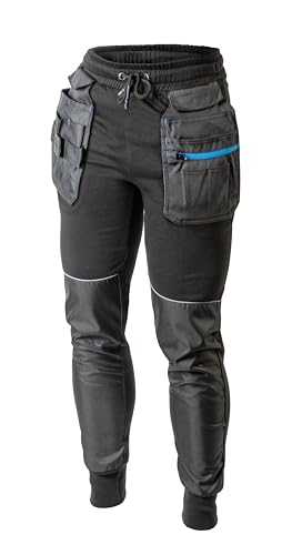 TREBEL Arbeitshose mit Taschen Schwarz 2XL, Strapazierfähig Schutz vor Schwitzen Begrenzt die Bewegungen nicht Reflektierende Details Schwarz Ganzjährig Universell von Högert Technik