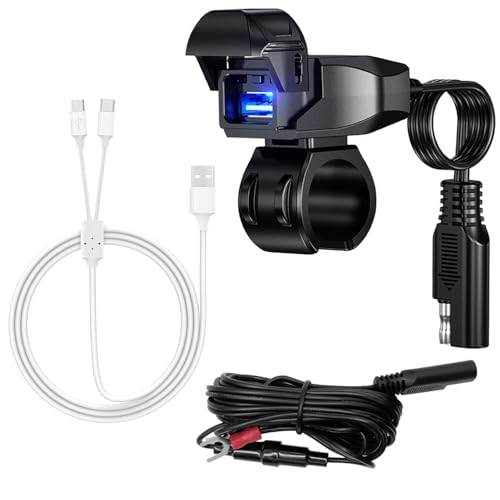 20W Motorrad USB Ladegerät SAE auf USB Motorrad Ladegerät Adapter Wasserdicht mit Multi USB Kabel Schnellladekabel für Smartphone/Tablet/GPS/Kamera von Hoembpn