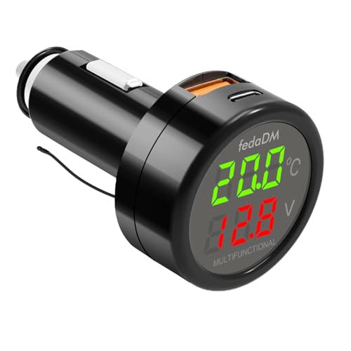 Hoembpn 3 in 1 USB C Auto Ladegerät 12V Voltmeter Thermometer Digital Anzeige Temperaturtester Batteriewächter PD & USB Auto Zigarettenanzünder Ladegerät Port für 12V-24V SUV LKW Wohnmobil Hoembpn 3 in 1 USB C Auto Ladegerät 12V Voltmeter Thermometer Digital Anzeige Temperaturtester Batteriewächter PD & USB Auto Zigarettenanzünder Ladegerät Port für 12V-24V SUV LKW Wohnmobil von Hoembpn