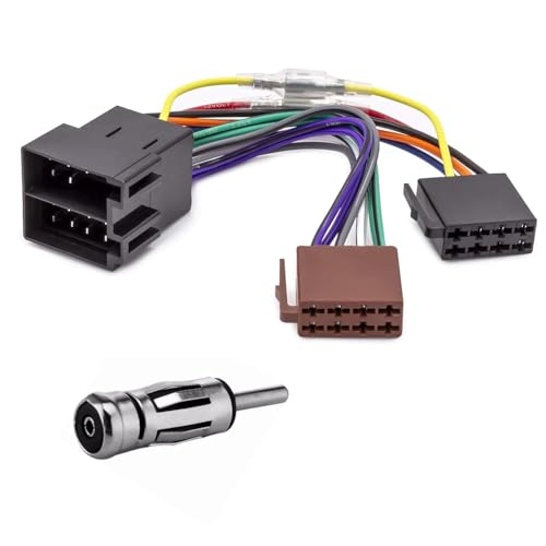 Hoembpn Autoradio Radioadapter Set 16 Pin ISO Stecker auf Buchse Kabel, DIN/ISO Antennenadapter Klemme 15 + 30 steckbar Verlängerung Radio Adapter Stecker, Kompatibel Opel VW Fiat Mercedes Renault von Hoembpn