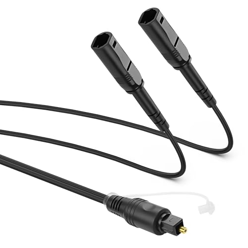 Hoembpn Toslink Digital Optical Splitter 1 in 2 Out Optischer Audio Splitter Adapter Kabel, 1 Stecker Eingang 2 Buchse Ausgangs, 24K Vergoldeter Stecker, für TV, DVD, Verstärker, Soundbar (0,3 M) von Hoembpn