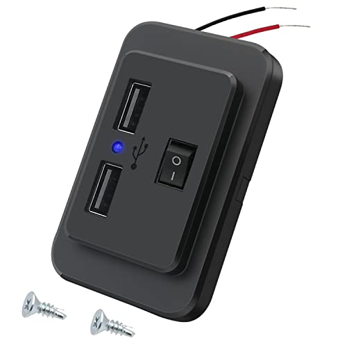 Kfz-Ladegerät, doppelt, USB, 4,8 A, mit Schalter, 12 V/24 V, USB-Bedienfeld, Schnellladebuchse mit LED, für Auto, Marineblau, LKW, Wohnmobil, SUV von Hoembpn