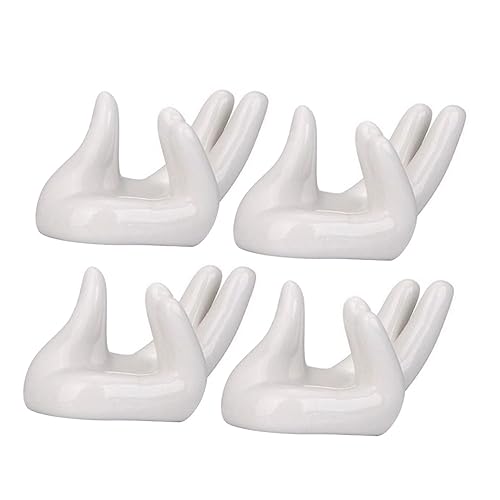 Hoement 4 Stück Okarina-Ständer Luftpflanze Handstütze Armbandständer Ocarina Halterung Ocarina Zubehör Schmuckhalter handgeformter Okarina-Halter Okarinabasis aus Keramik Weiß von Hoement