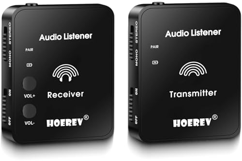 Hoerev In-Ear Monitoring Kopfhörer – Professionelles Audio und 2.4G Stereo Technologie, Hochleistungs-Operation – Ideal für Studioqualität, Live-Auftritt, EIN Satz Empfänger und Sender von Hoerev