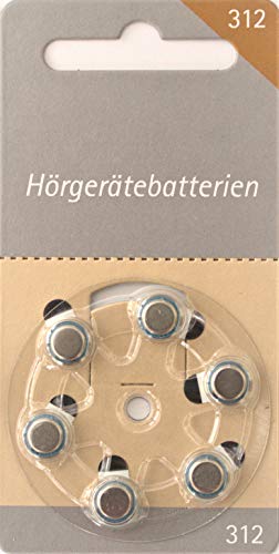 Hörgeräte Batterien Größe 312er Basisbatterie (6 Blister) von Hörex Basic