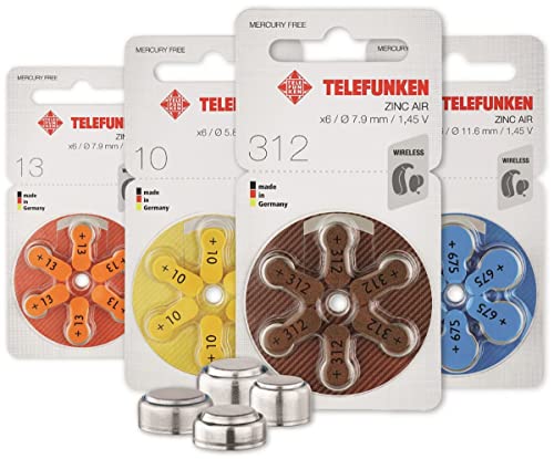 Telefunken Hörgeräte Batterien Größe 13er (60 Batterien) empfohlenes Verbrauchsdatum 08/2024 von Hörex