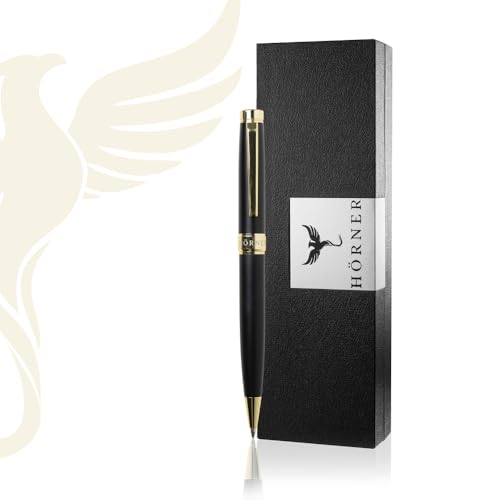 Hörner Excelsior – Kugelschreiber hochwertig mit Gravur | Personalisierter Stift Geschenk für Männer & Frauen | Graviert | Schwarz-Gold | Blau schreibend I Personalisierte Geschenke Hörner Excelsior – Kugelschreiber hochwertig mit Gravur | Personalisierter Stift Geschenk für Männer & Frauen | Graviert | Schwarz-Gold | Blau schreibend I Personalisierte Geschenke von Hörner