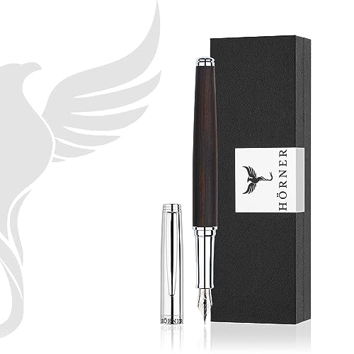 Hörner Legno - Hochwertiger Füllfederhalter Ebenholz inkl. Konverter I Premium Geschenkbox I Luxus Design I Edel Feder „Made in Germany“ I Attraktiver Stift für Herren und Damen I fountain pen von Hörner