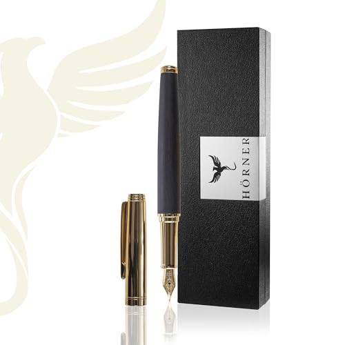 Hörner Legno - Hochwertiger Füllfederhalter Ebenholz inkl. Konverter I Premium Geschenkbox I Luxus Design I Edel Feder „Made in Germany“ I Attraktiver Stift für Herren und Damen I fountain pen von Hörner