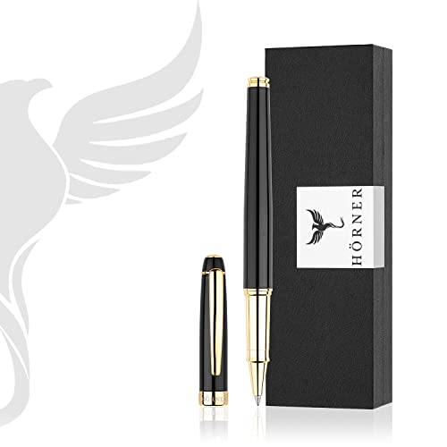 Hörner Nobilis - Premium Tintenroller Schwarz I Edle Geschenk-Box I Schreibfarbe Blau I Strichstärke M 0,7 mm I Hochwertiges Etui I Moderner Grip I Hochwertiger Rollerball Pen I Luxus Design Hörner Nobilis - Premium Tintenroller Schwarz I Edle Geschenk-Box I Schreibfarbe Blau I Strichstärke M 0,7 mm I Hochwertiges Etui I Moderner Grip I Hochwertiger Rollerball Pen I Luxus Design von Hörner