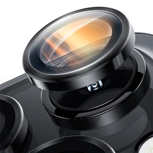 Hoerrye für iPhone 16 Pro/iPhone 16 Pro Max Kameraschutz - [Kratzfest,Stabil],Ultra-Klar 9H Härte Kamera Schutzfolie HD gehärtetes Metallglas, Black von Hoerrye