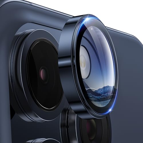 Hoerrye 4 Stück für iPhone 15 Pro/iPhone 15 Pro Max Kameraschutz, [Kratzfest, Stabil], Ultra-Klar 9H Härte Kameraschutz HD gehärtetes Metallglas Kamera Displayschutzfolie Filmzubehör Blue Titanium von Hoerrye