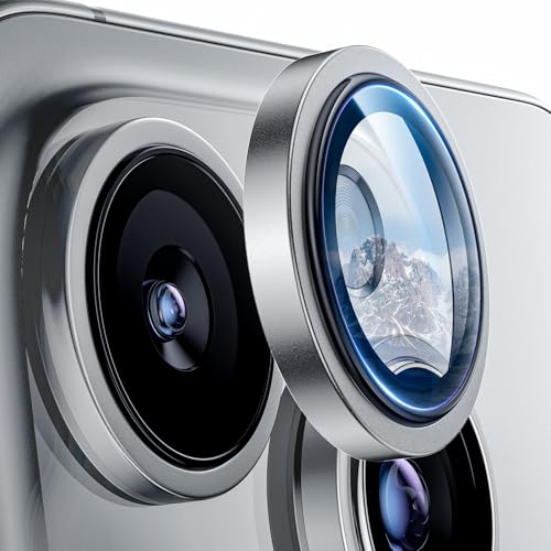 Hoerrye für iPhone 16 Pro Max /16 Pro Kameraschutz, [Kratzfest, Stabil], Ultra-Klar 9H Härte Kameraschutz HD gehärtetes Metallglas Kamera Displayschutzfolie Filmzubehö White von Hoerrye