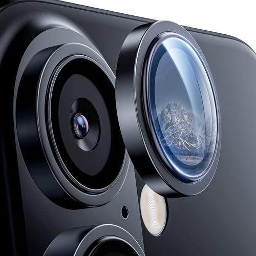 Hoerrye für iPhone 16 /iPhone 16 Plus Kameraschutz, [Kratzfest, Stabil], Ultra-Klar 9H Härte Kameraschutz HD gehärtetes Metallglas Kamera Displayschutzfolie Filmzubehö Black von Hoerrye