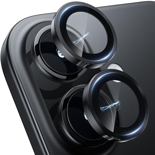 Hoerrye für iPhone 16 /iPhone 16 Plus Kameraschutz, [Kratzfest, Stabil], Ultra-Klar 9H Härte Kamera Schutzfolie HD gehärtetes Metallglas Kamera Displayschutzfolie Filmzubehör Black von Hoerrye