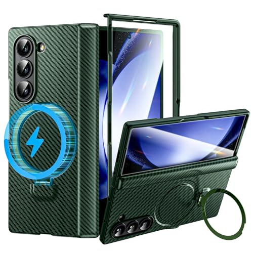 Hoerrye für Samsung Galaxy Z Fold 6 Hülle mit Ständer & Displayschutzfolie,[Kompatibel mit MagSafe] Ganzkörper Robuste Handyhülle,Militär Schutzhülle mit Scharnierschutz von Hoerrye