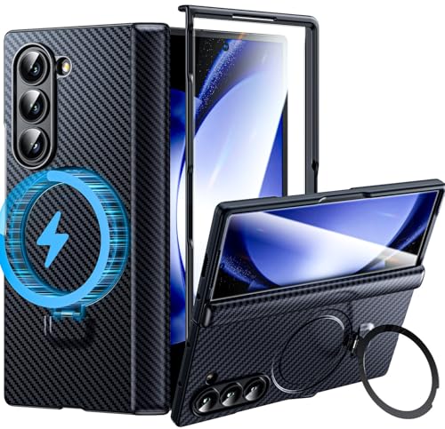 Hoerrye für Samsung Galaxy Z Fold 6 Hülle mit Ständer & Displayschutzfolie,[ Kompatibel mit MagSafe ] Ganzkörper Robuste Handyhülle,Militär Schutzhülle mit Scharnierschutz von Hoerrye