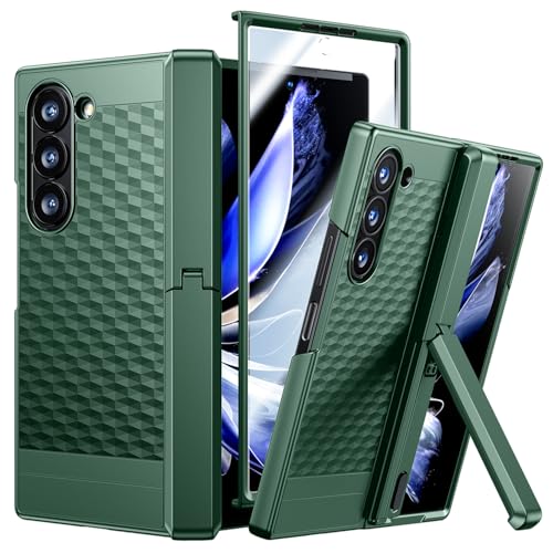 Hoerrye Handyhülle für Samsung Galaxy Z Fold 6 Hülle CASE Cover mit Ständer[militärischer Scharnierschutz][Displayschutzfolie] Anti-Drop, Anti-ScratchDünne TPU Schutzhülle Green von Hoerrye