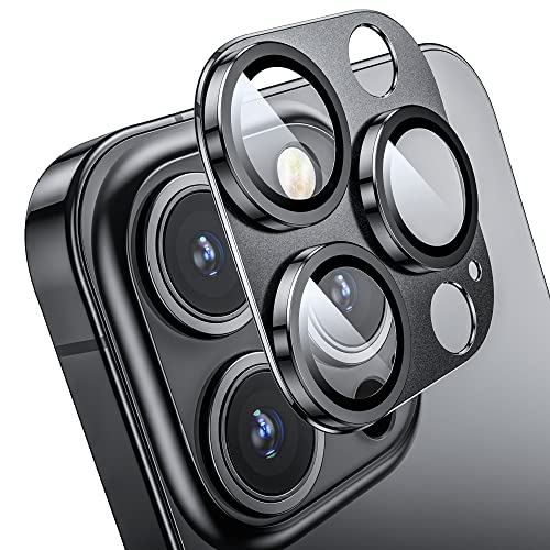 Hoerrye Kamera-Objektivschutz für iPhone 14 Pro & iPhone 14 Pro Max Ultra, 9H gehärtetes Glas, Kamera-Displayschutzfolie, hüllenfreundlich, kratzfest, Weltraum-Aluminiumlegierung, Black von Hoerrye