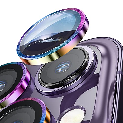 Hoerrye Kamera-Objektivschutz für iPhone 14 Pro & iPhone 14 Pro Max Ultra, 9H gehärtetes Glas, Kamera-Displayschutzfolie, hüllenfreundlich, kratzfest, Weltraum-Aluminiumlegierung, Colorful von Hoerrye