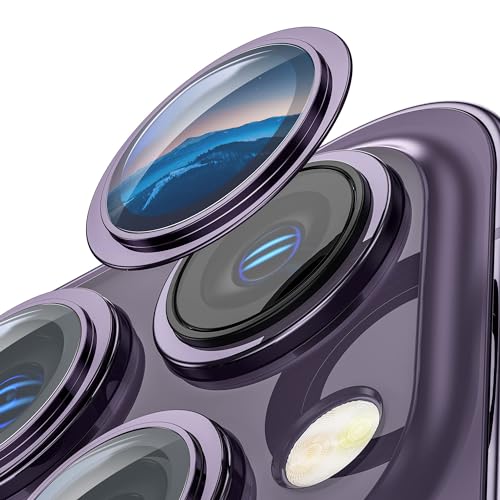 Hoerrye Kamera-Objektivschutz für iPhone 14 Pro & iPhone 14 Pro Max Ultra, 9H gehärtetes Glas, Kamera-Displayschutzfolie, hüllenfreundlich, kratzfest, Weltraum-Aluminiumlegierung, Violet von Hoerrye