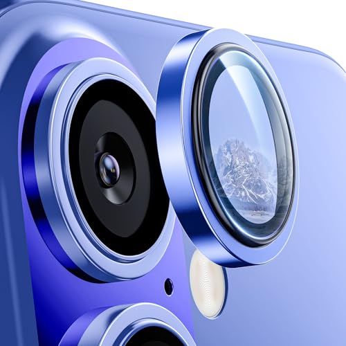 Hoerrye für iPhone 16 /iPhone 16 Plus Kameraschutz, [Kratzfest, Stabil], Ultra-Klar 9H Härte Kameraschutz HD gehärtetes Metallglas Kamera Displayschutzfolie Filmzubehö Ultramarine von Hoerrye