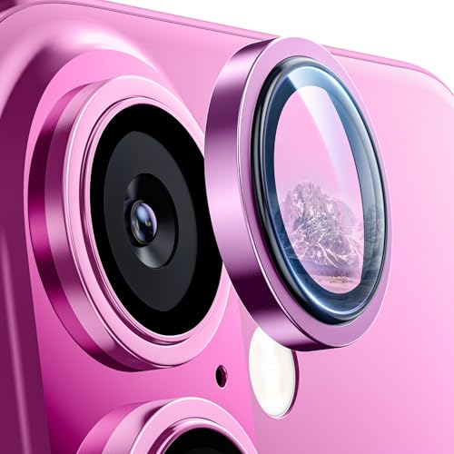 Hoerrye für iPhone 16 /iPhone 16 Plus Kameraschutz, [Kratzfest, Stabil], Ultra-Klar 9H Härte Kameraschutz HD gehärtetes Metallglas Kamera Displayschutzfolie Filmzubehö Pink von Hoerrye