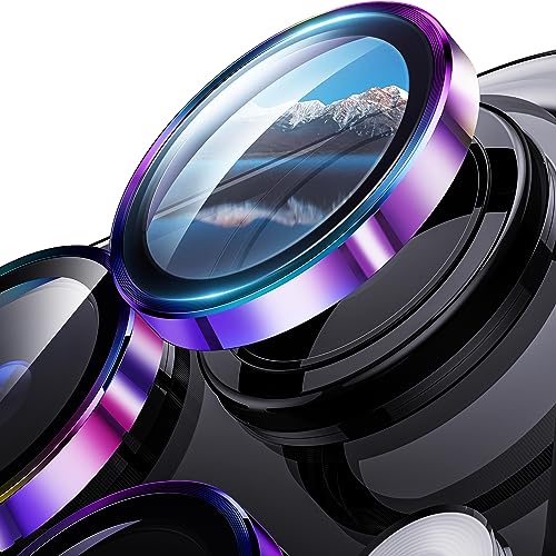 Hoerrye Kamera Schutz für iPhone 15 Pro Max/15 Pro, Einzel Linsen Schutzfolien,9H Härte Kratzfest Blasenfrei, HD gehärtetes Metallglas Kamera Displayschutzfolie Filmzubehör Colorful Titanium von Hoerrye