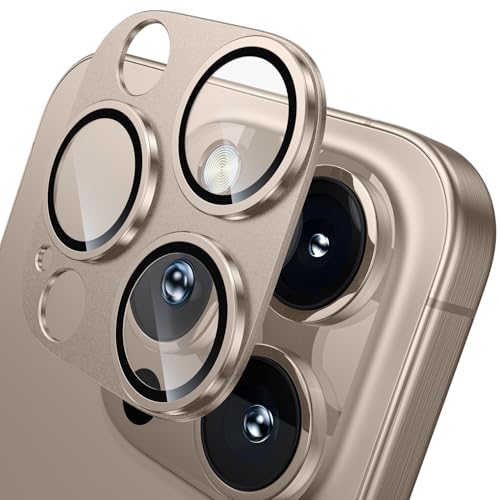 Hoerrye Kameraschutz für 16 Pro Max/16 Pro, [Kratzfest, Stabil], Ultra-Klar 9H Härte HD Gehärtetes Metallglas Displayschutzfolie Filmzubehör Desert Titanium von Hoerrye