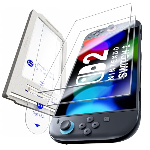 Hoerrye für Nintendo Switch 2 für Panzerglas - 2025 Switch2 Schutzfolie, HD klar [Blasenfreie Auto-Staubentfernung] Splitterfest, Kratzfest, Berührungsempfindlich, 2 Stück von Hoerrye